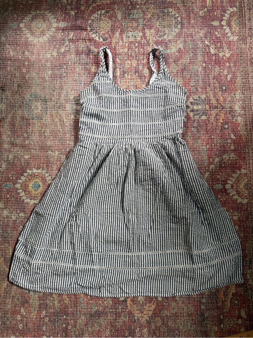 Old Navy Women’s Medium Blue and White Striped Seersucker Summer Dress
